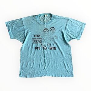 Vintage 80s Large Army Military T-Shirt AUSA Commander’s Fun Run Single Stitch